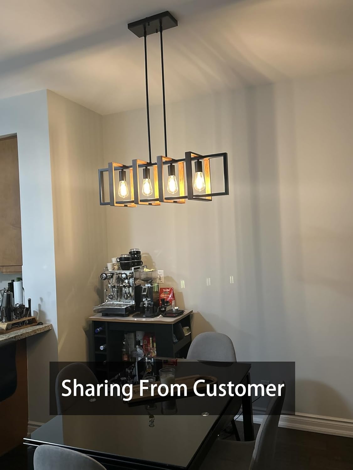 Antique Wood Chandelier Island Lights for Kitchen