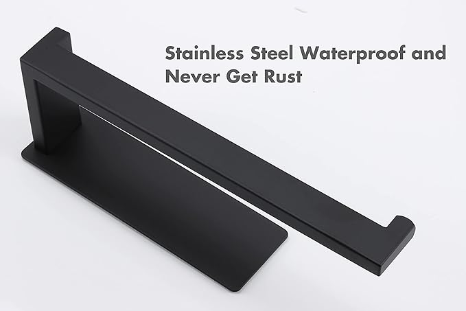 Hand Towel Holder, Strong Self Adhesive Hand Towel Ring, Thicken SUS304 Stainless Steel Hand Towel Bar/Rack, No Drilling Modern Hand Towel Hanger (Matte Black, 9 in)