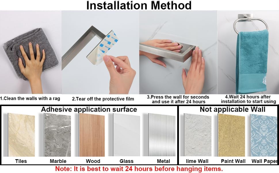 Oval Towel Ring, Strong Self Adhesive Hand Towel Holder, Thicken SUS304 Stainless Steel Stick Hand Towel Rack, No Drilling Wall Modern Hand Towel Hanger for Bathroom Kitchen(Brushed Nickel)