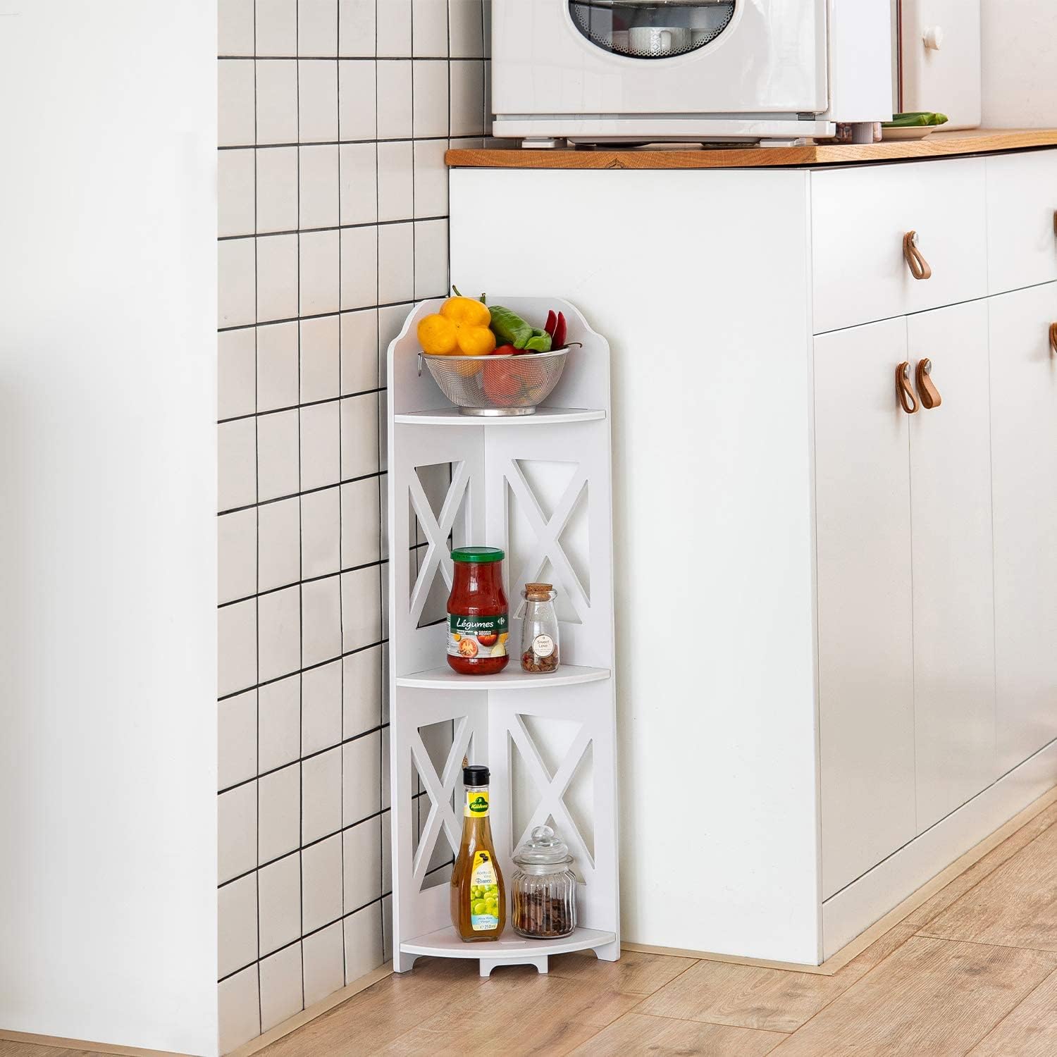 Corner Shelf Stand, Storage Organizer Great for Bathroom, Corner Shelf Perfect for Small Space