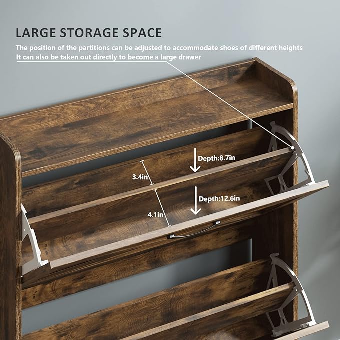 Shoe Storage Cabinet with 2 Flip Drawers
