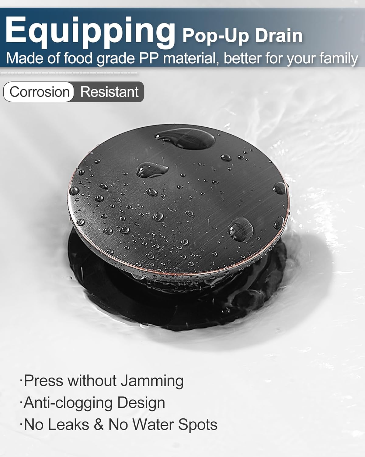 Brass Waterfall Faucet, 4-16 Inch Oil Rubbed Bronze Bathroom Faucet 2 Handles Widespread Bathroom Faucets 3 Hole, Bathroom Sink Faucet with Water Hoses & Pop-Up Drain for Lavatory Farmhouse