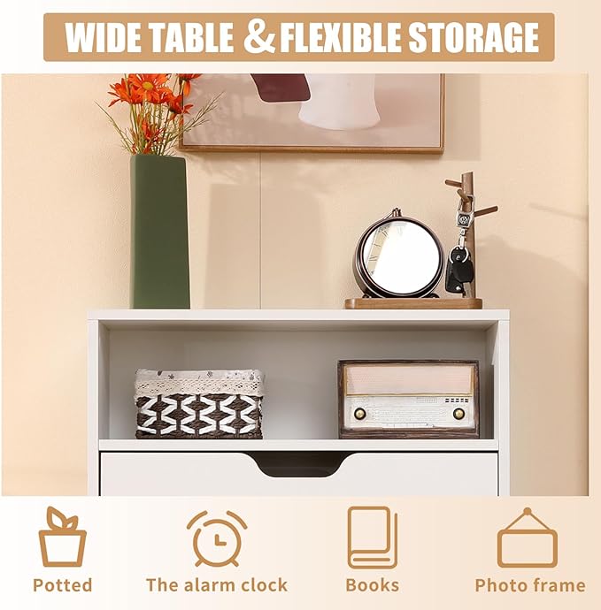 Shoe Cabinet with 2 Flip Drawers, White Freestanding Storage Rack