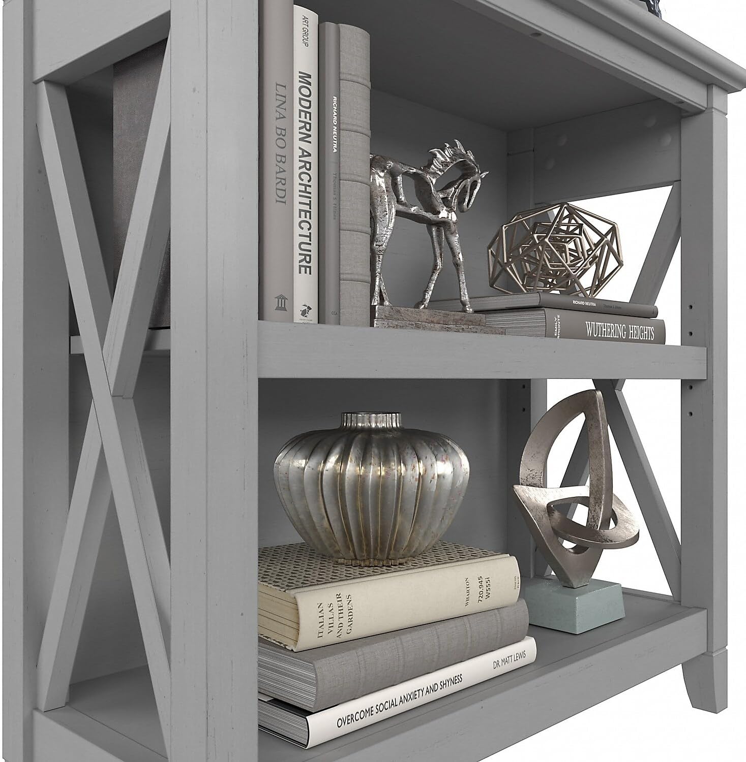 2-Shelf 30-inch H Small Bookcase, Cape Cod Gray