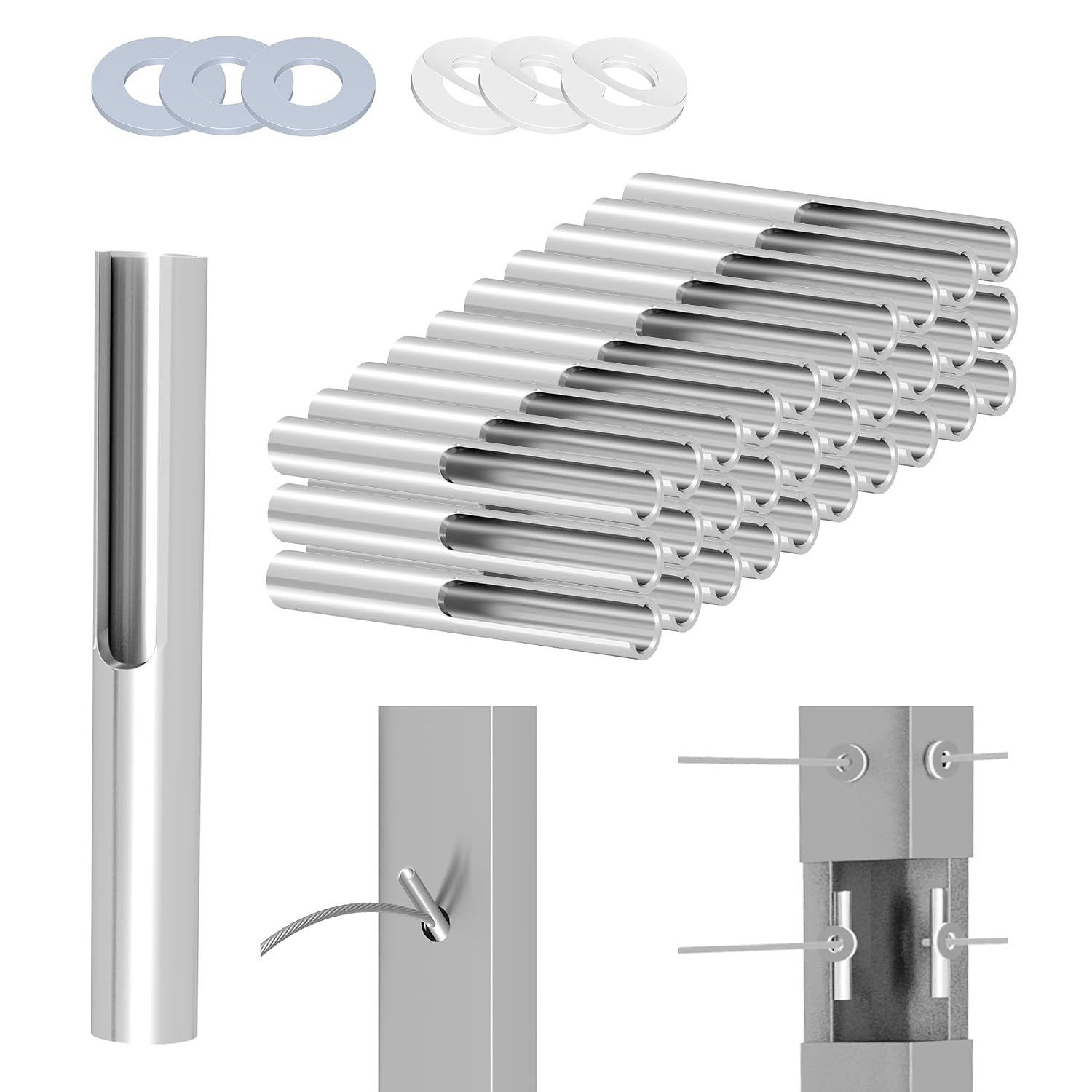 30 Pcs 1/8" Invisible Cable Railing Hardware Kit Terminal Toggle Anchor Angle