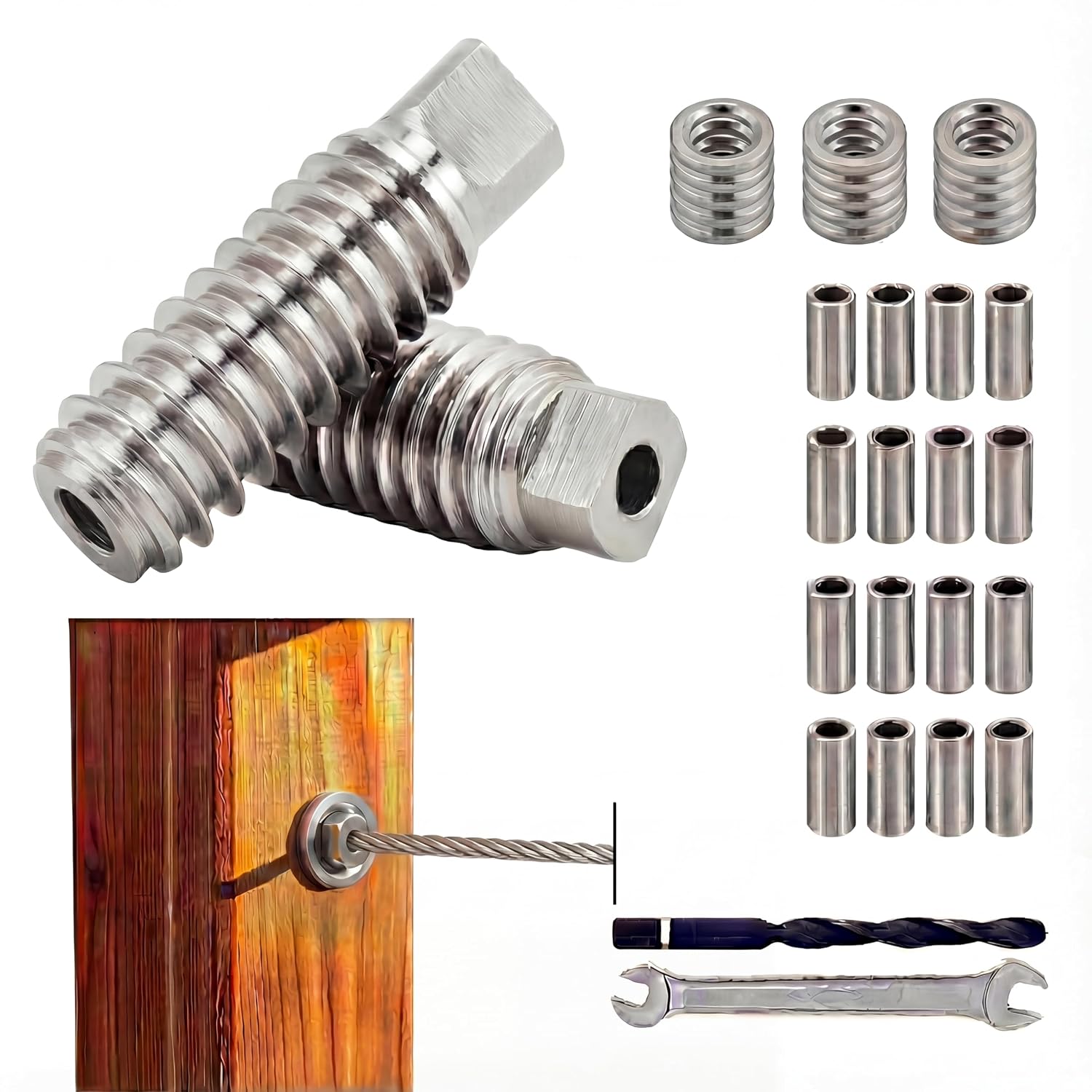 20-Pack Invisible Cable Railing Kit Hardware, 1/8" T316 Stainless Steel