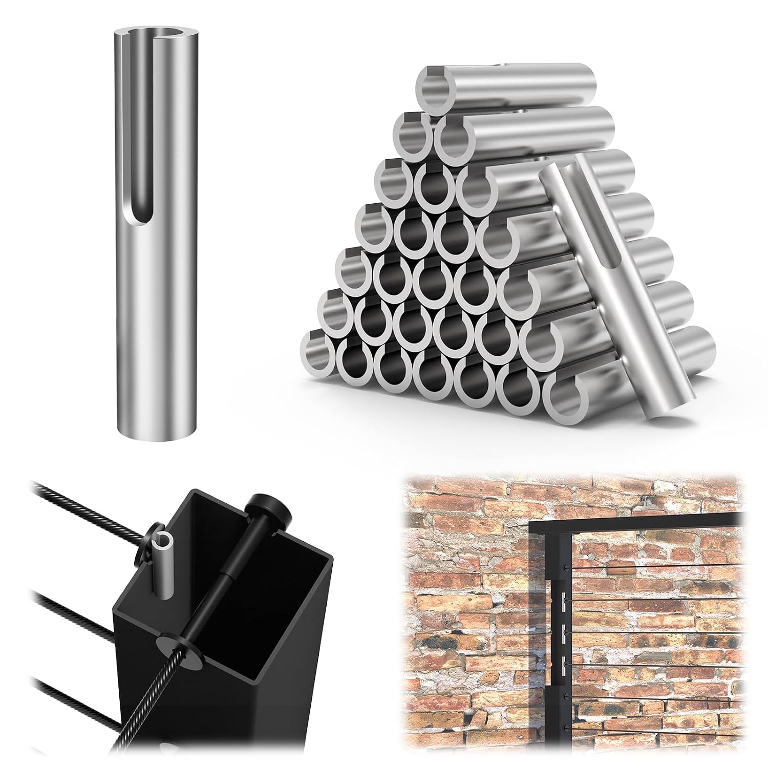 30Pack T316 Stainless Steel 1/10" 1/8" Adjustable Invisible Cable Railing Hardware Kit