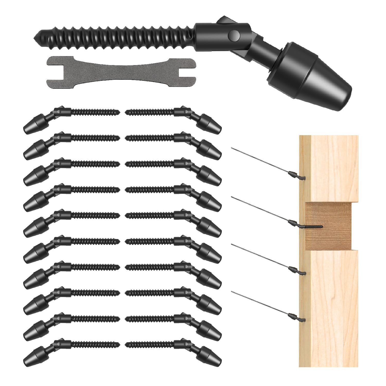 10 Pairs Black Cable Railing Kit QuickLock,Multi-Angle 180°Adjustable Right & Left Handed Thread Swageless Lag Screws