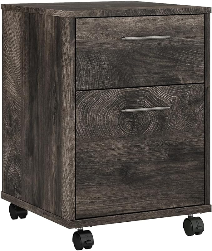 2-Drawer Mobile File Cabinet, Letter/Legal, Dark Gray Hickory, 16-Inch