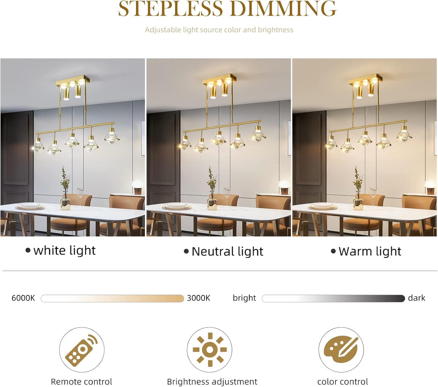 Dimmable Pendant Light with Remote