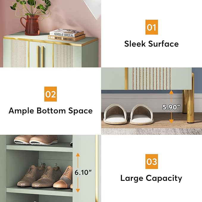 Shoe Cabinet with Doors, 6-Tier Shoe Storage Cabinet with Adjustable Shelves