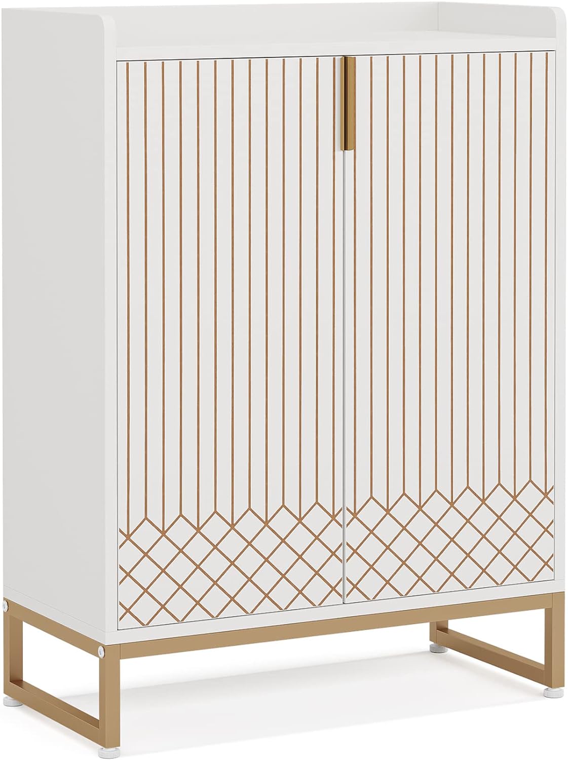 25 Pair Shoe Cabinets with Doors, 5-Tier Modern Shoe Rack Organizer