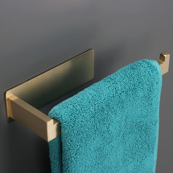 Hand Towel Holder, Strong Self Adhesive Hand Towel Ring, Thicken SUS304 Stainless Steel Hand Towel Bar/Rack, No Drilling Modern Hand Towel Hanger (Brushed Gold, 9 in)