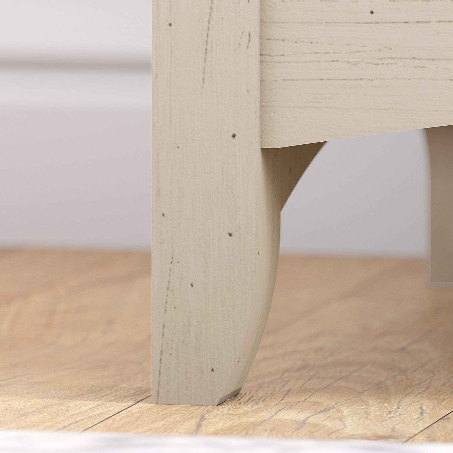 Tall 5 Shelf Bookcase in Antique White Distressed Style Modern Farmhouse Bookshelf