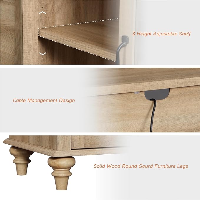 Sideboard Buffet Cabinets with Glass Door, Kitchen Storage Cabinets