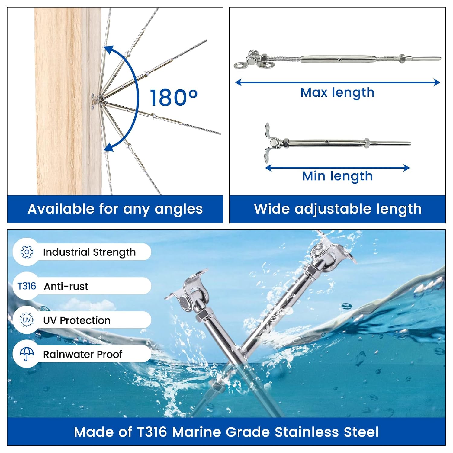 10Pairs Cable Railing Hardware Swage Toggle Turnbuckle CK07