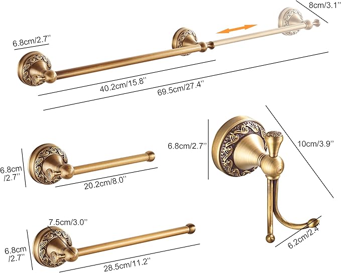 Antique Bronze Bathroom Hardware Set,Adjustable Towel Rack