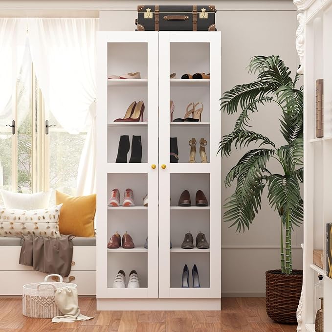 Glass Cabinet Display Cabinet with 6-Tier Shelves