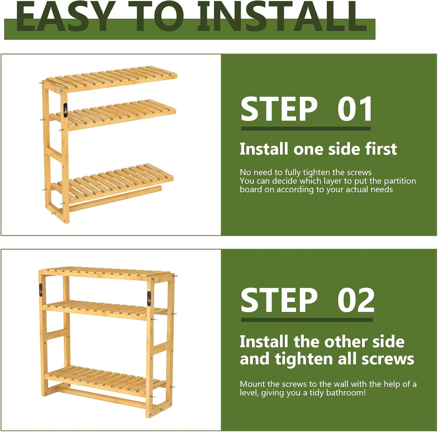 Over The Toilet Storage Bathroom Storage Shelves Organizer Adjustable 3 Tiers Floating Shelves