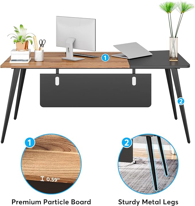 70 inch Large L Shape Computer Desk and 47" File Cabinet Set