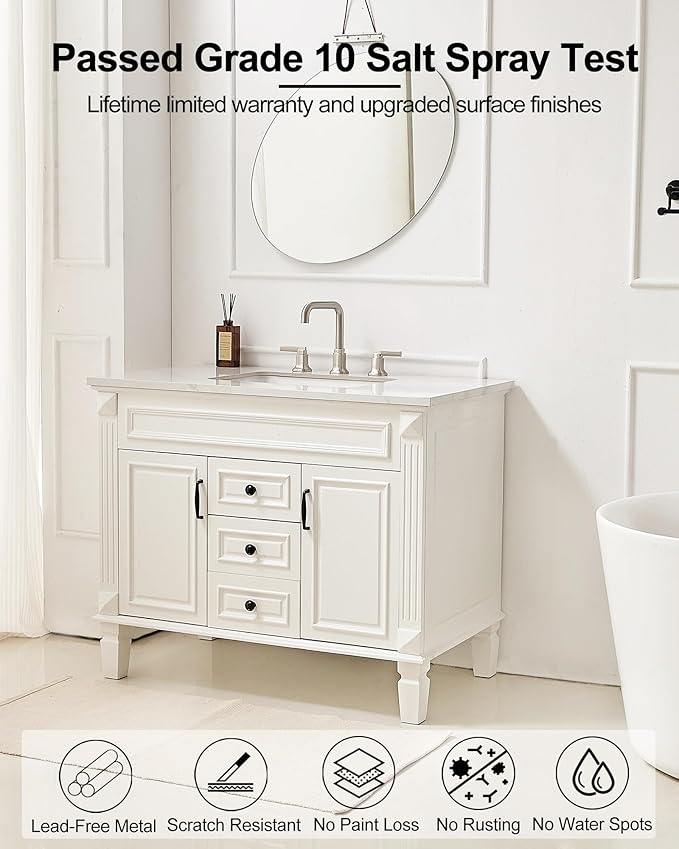 8 Inch Widespread Bathroom Faucet Brushed Nickel Bathroom Sink Faucet 3 Hole, 360 Degree Swivel Bathroom Faucets for Sink, 2 Handles Bath Faucet with Pop-Up Drain, 5 Mins Easy Installation