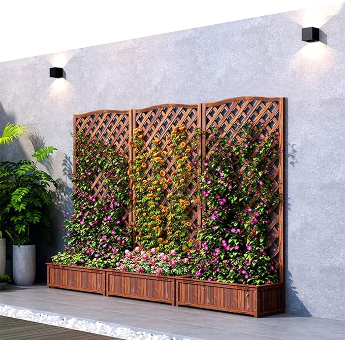 Outdoor Raised Garden Bed, with Drainage Holes Wood Flower Stand