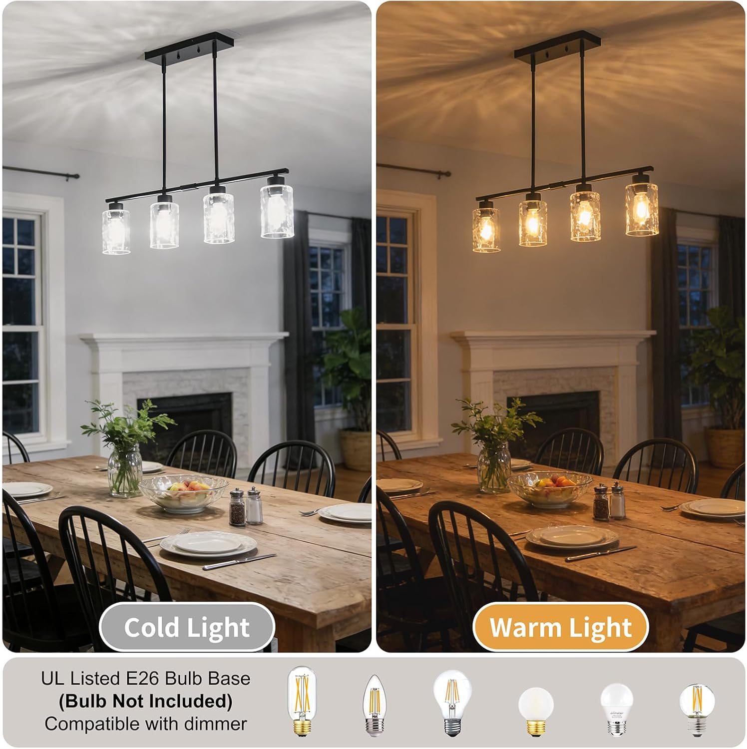 Hammered Glass Dining Room Light Fixture Chandelier Over Table