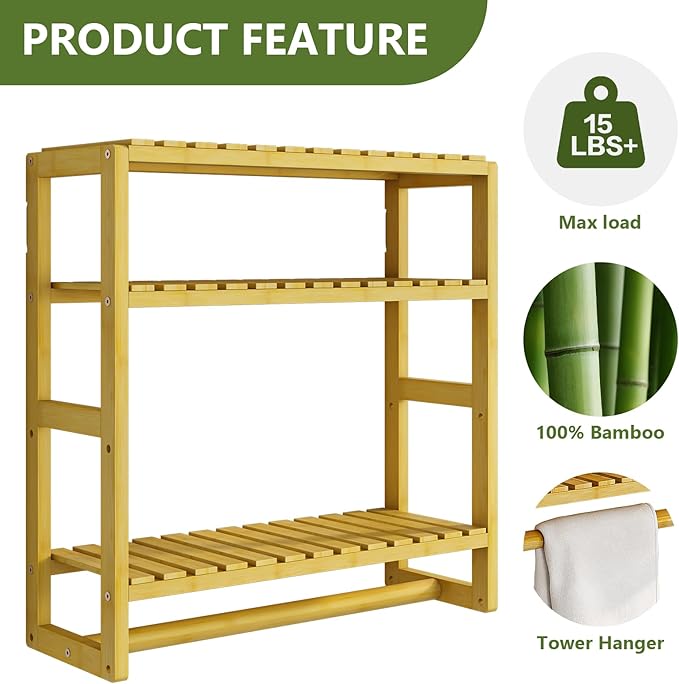 Over The Toilet Storage Bathroom Storage Shelves Organizer Adjustable 3 Tiers Floating Shelves