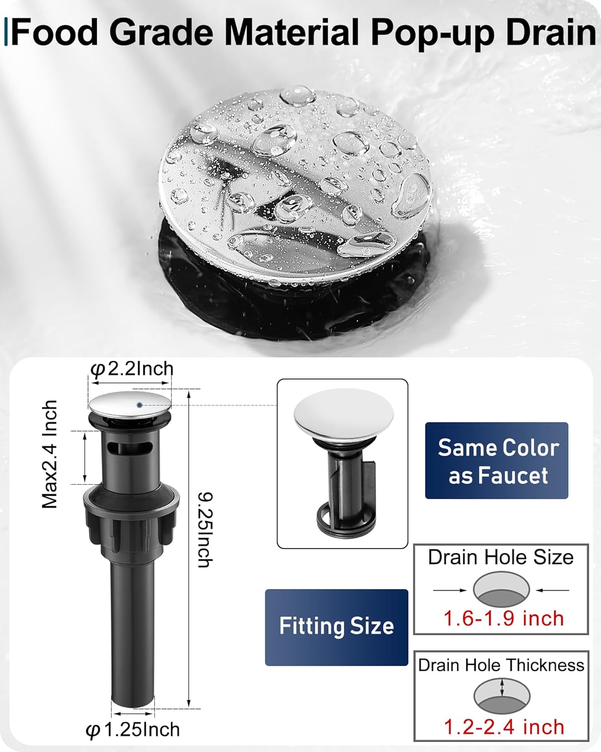 Bathroom Waterfall Faucet, Brass Chrome Bathroom Faucet, Bathroom Sink Faucet One Hole, 3 Hole (4 Inch) Bathroom Faucets Single Handle with Drain Deck Plate Supply Hoses for Lavatory Vanity