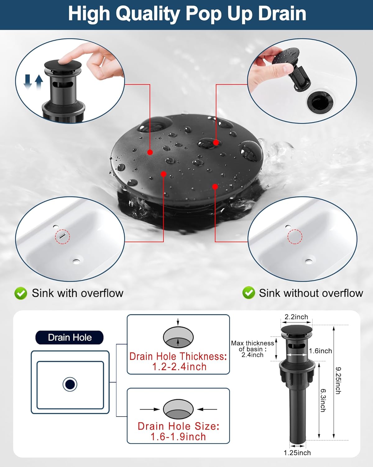 Brass Waterfall Faucet, Nickel and Black Bathroom Faucet, 1 Handle Bathroom Sink Faucets 1 Hole or 3 Hole (4 Inch) with Hoses Drain & Deck Plate