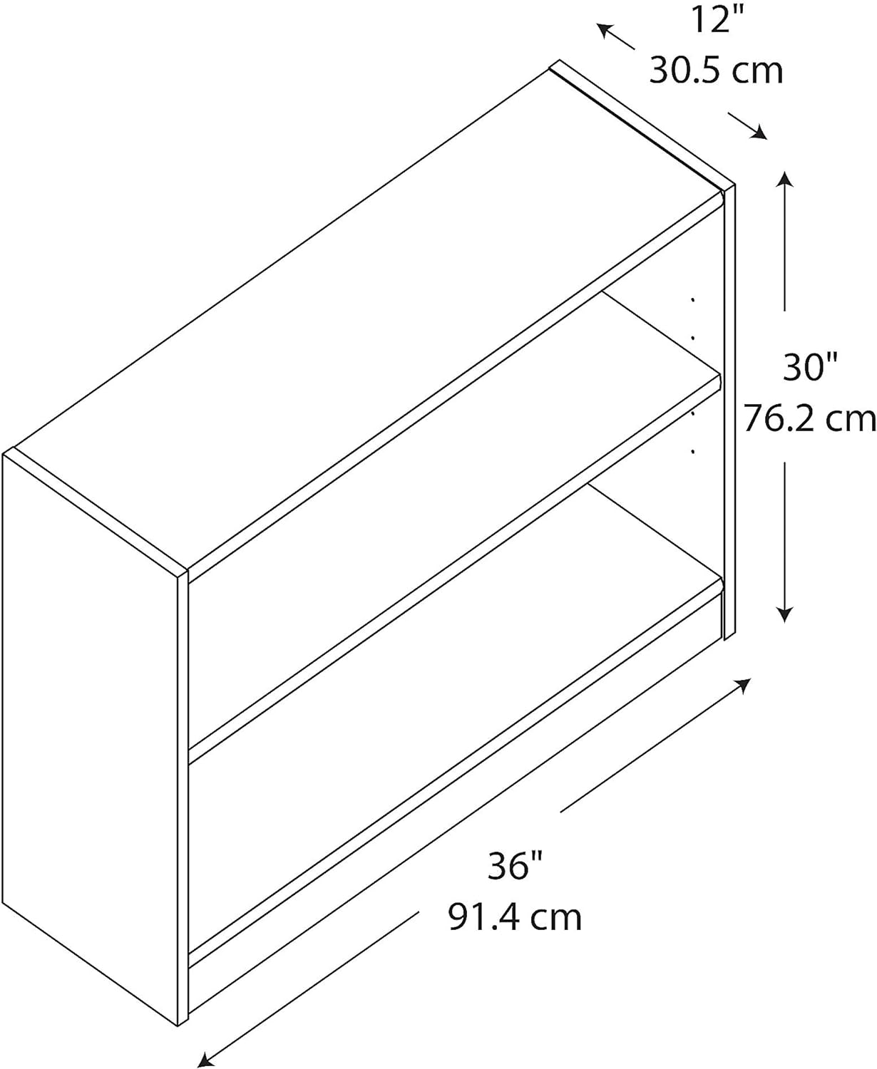 Small 2 Shelf Bookcase in Vogue Cherry, Low Bookshelf for Home Office