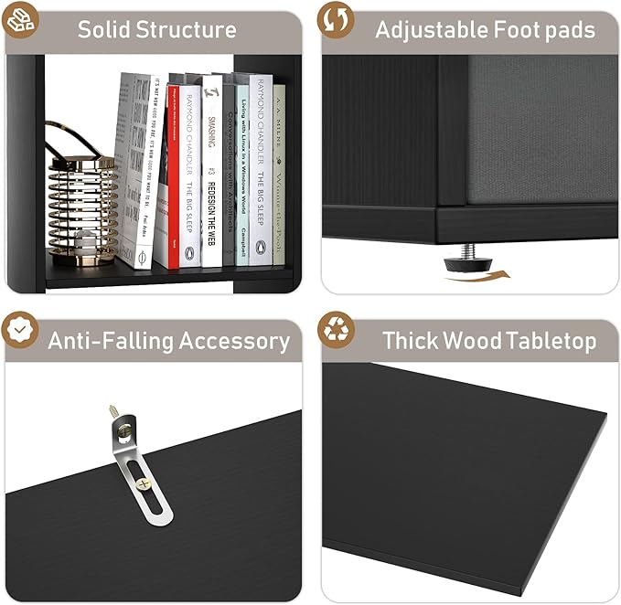 Industrial 7 Open Book Shelves, Display Wood Book Case for Bedroom