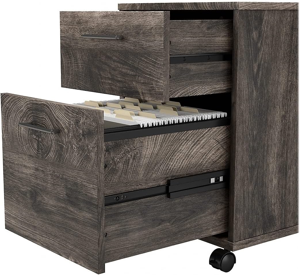 2-Drawer Mobile File Cabinet, Letter/Legal, Dark Gray Hickory, 16-Inch