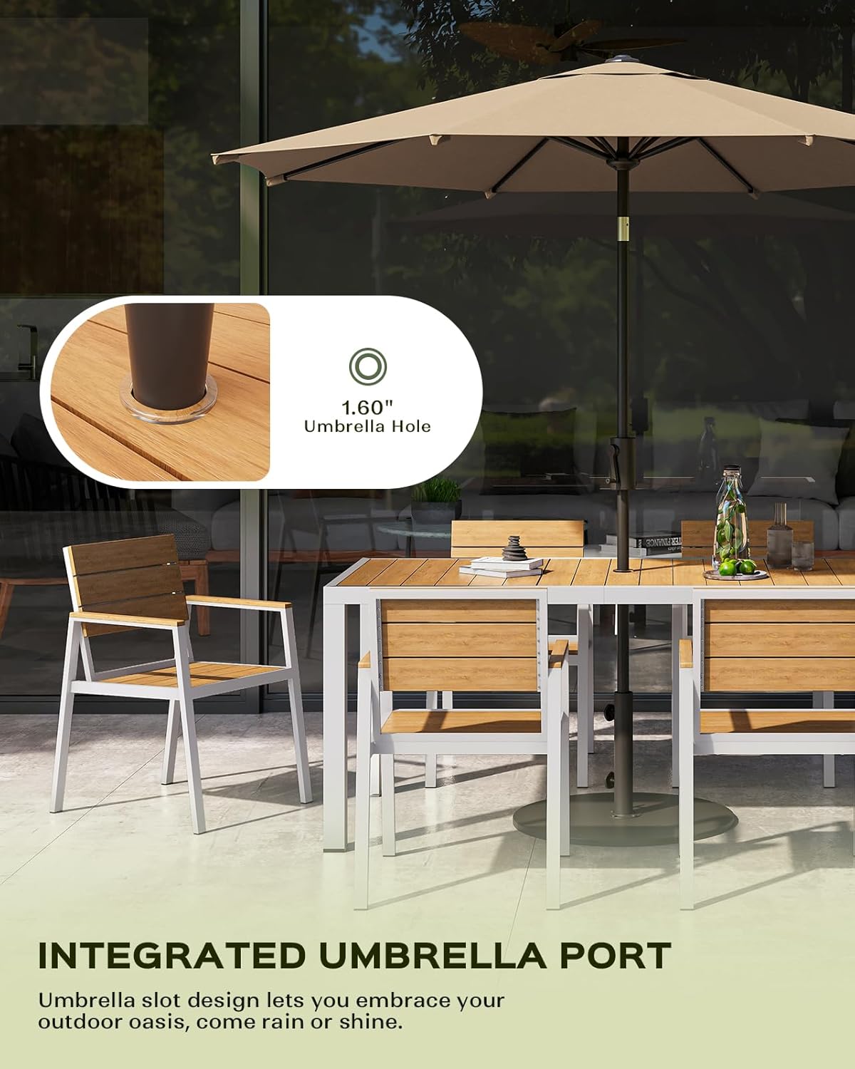 5-Piece Outdoor Dining Set, Aluminum Dining Table Set for 4