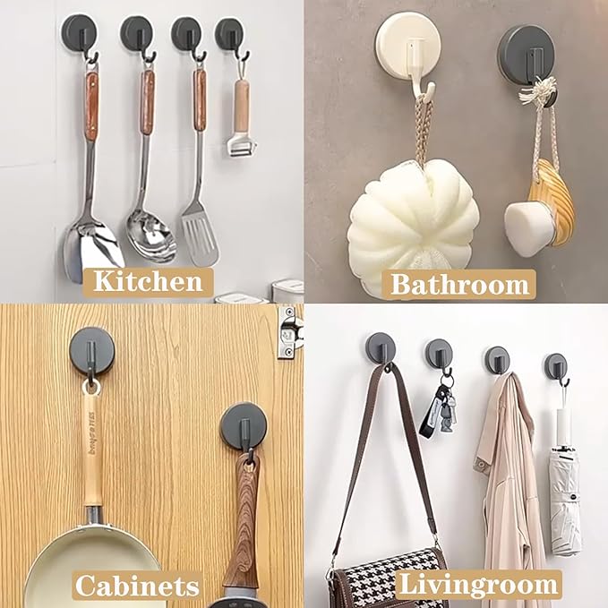 Suction Cup Hook for Shower, 5 Pack Heavy Duty Shower Hook Removable Suction Cup Hanger for Wall/Window/Glass/Mirror/Tile, Hang up to 18LB Waterproof Robe and Towel Hook for Bathroom(White)