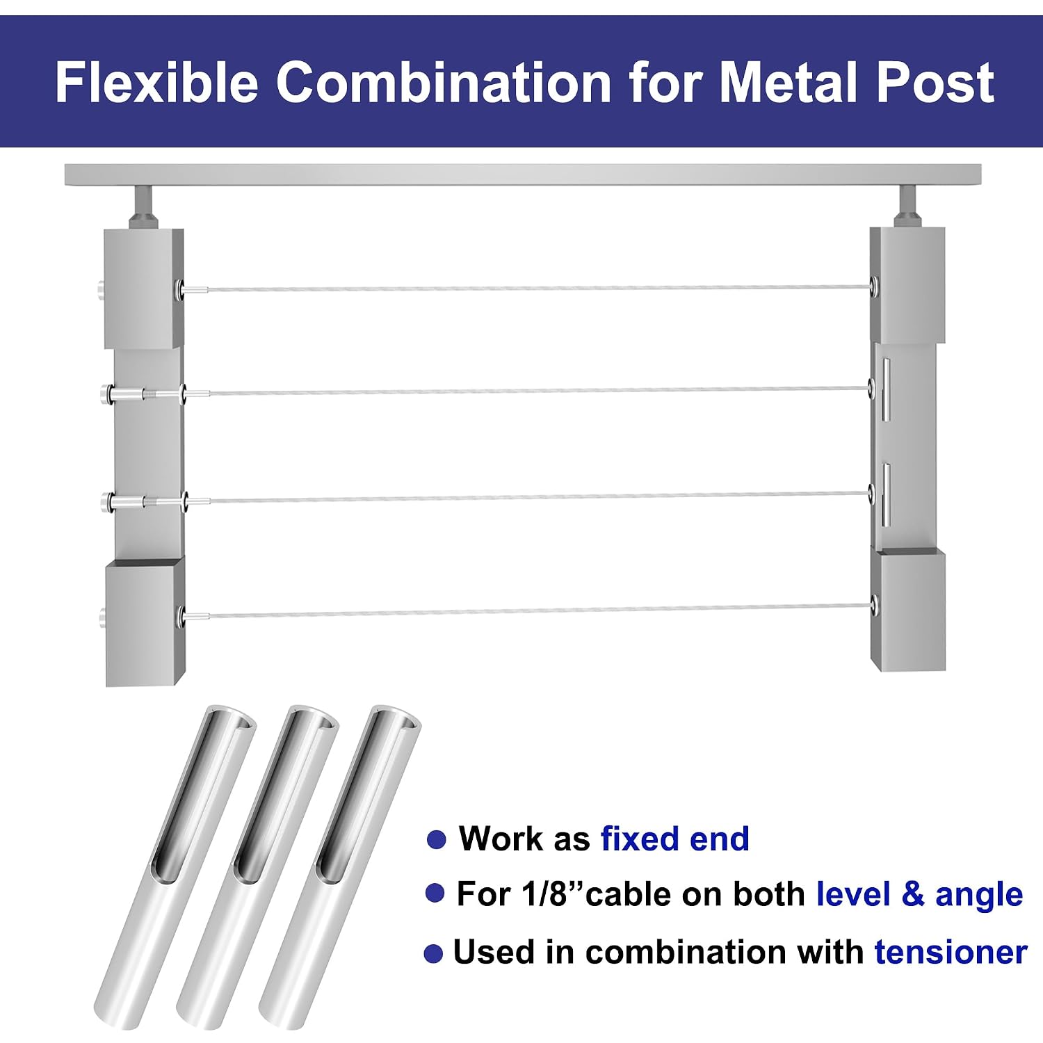 30 Pcs 1/8" Invisible Cable Railing Hardware Kit Terminal Toggle Anchor Angle