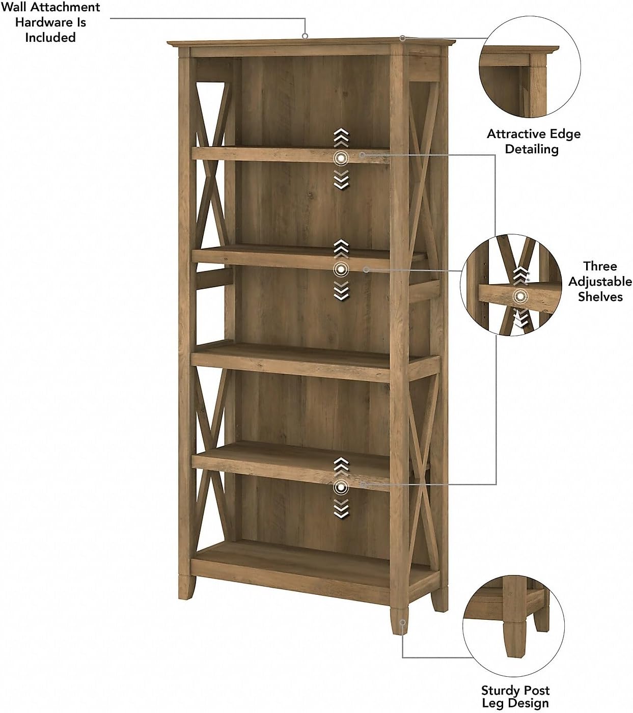 L Shaped Desk with 2 Drawer Mobile File Cabinet and 5 Shelf Bookcase
