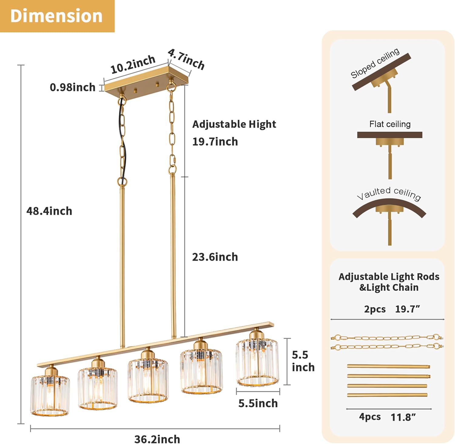 36" Chandeliers for Dining Room
