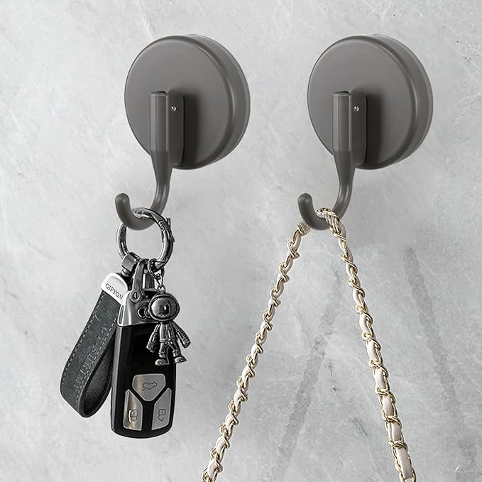 Suction Cup Hook for Shower, Heavy Duty Shower Hook Removable Suction Cup Hanger for Wall/Window/Glass/Mirror/Tile, Hang up to 18LB Waterproof Robe and Towel Hook for Bathroom (Grey, 3 Pack)