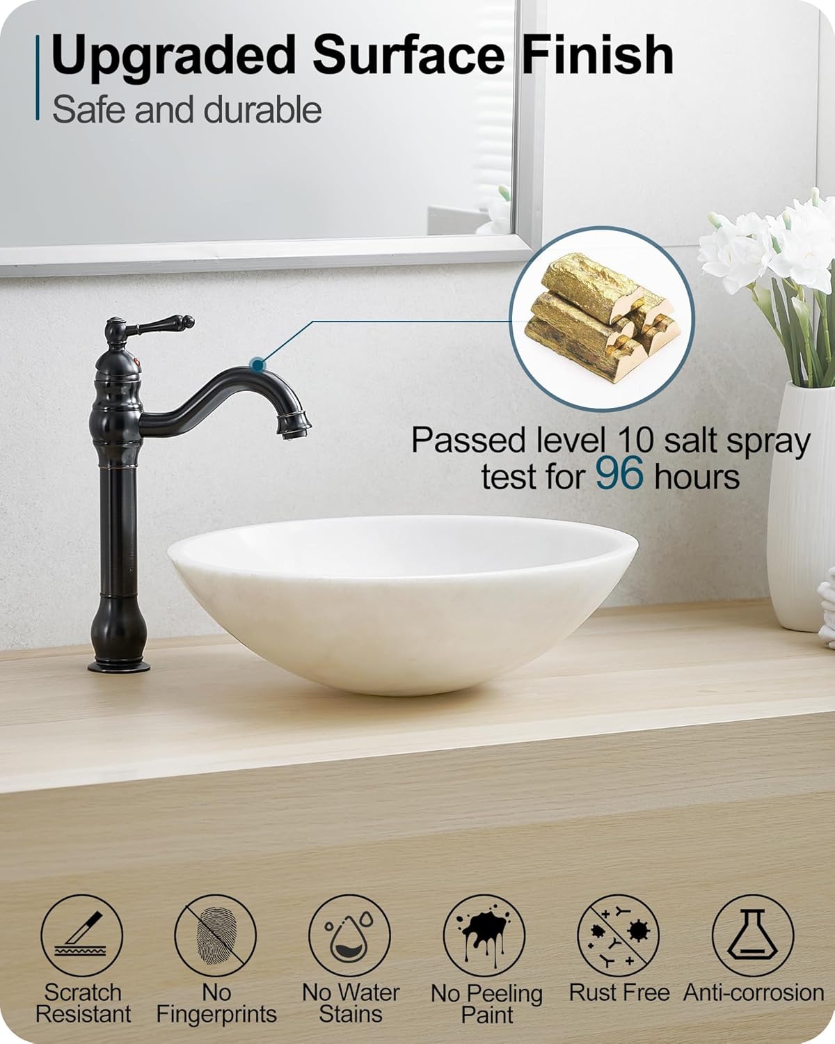 Oil Rubbed Bronze Bathroom Faucet 1 Hole, Brass Tall Bathroom Faucet Single Handle, 360 Degree Swivel Bath Faucet, Vessel Sink Faucet Bathroom Faucets with Pop-up Drain & Aerator for Farmhouse
