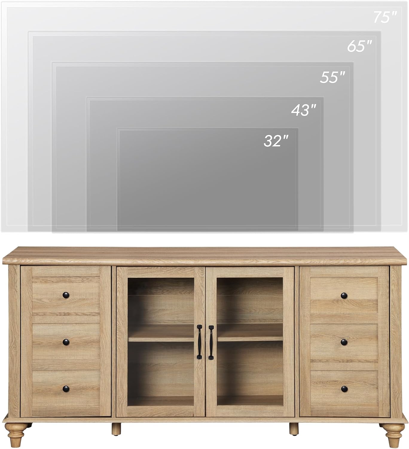 Sideboard Buffet Cabinets with Glass Door, Kitchen Storage Cabinets