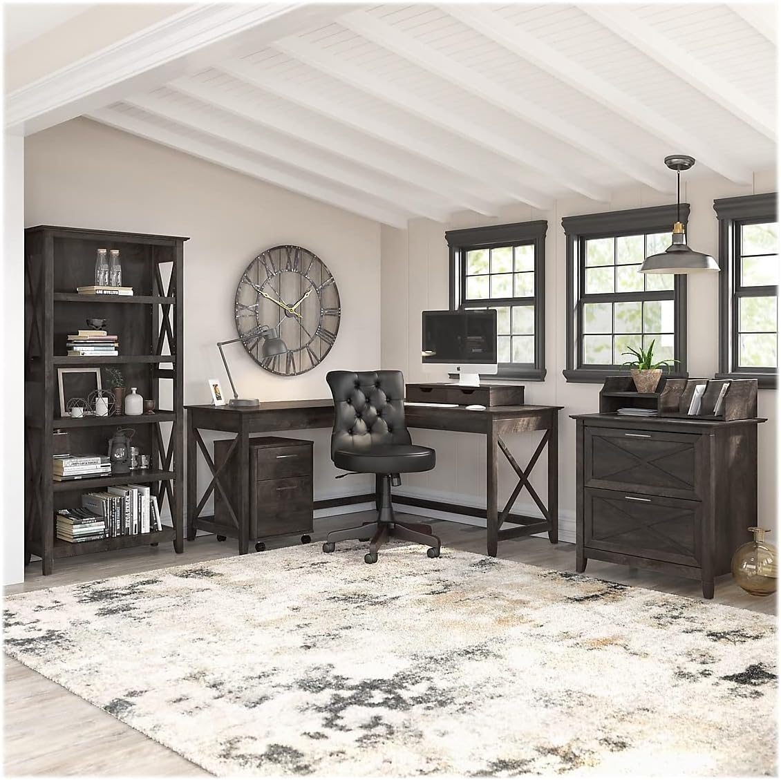 2-Drawer Mobile File Cabinet, Letter/Legal, Dark Gray Hickory, 16-Inch