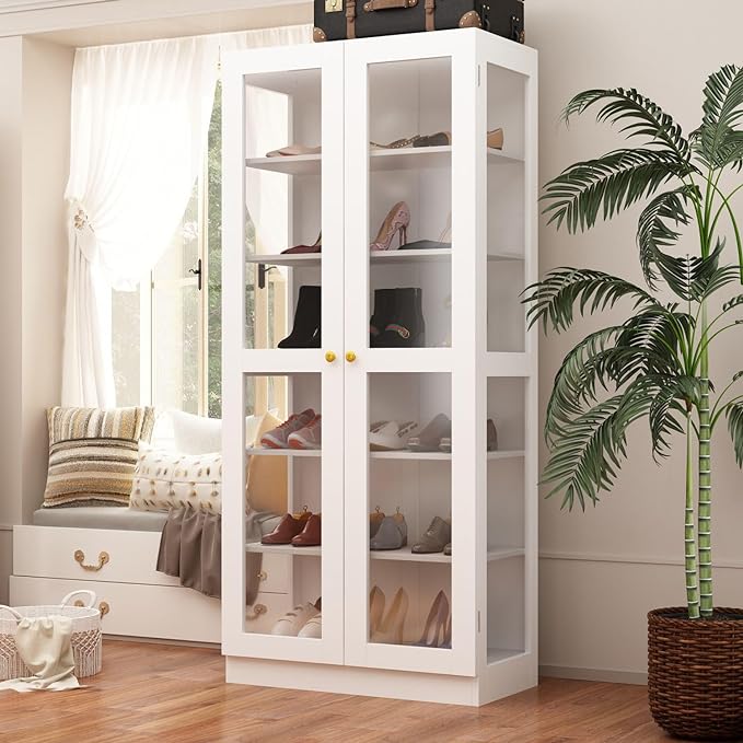 Glass Cabinet Display Cabinet with 6-Tier Shelves