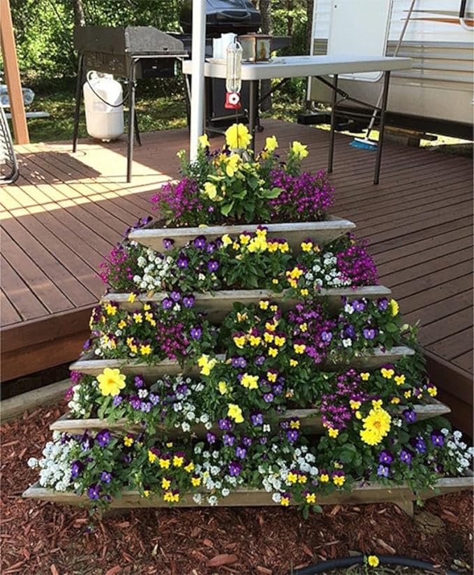 Plant Pyramid Cedar Planter 5-Level Raised Bed