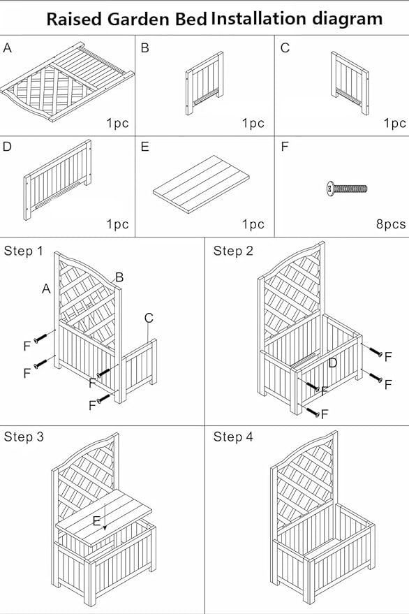 Outdoor Raised Garden Bed, with Drainage Holes Wood Flower Stand