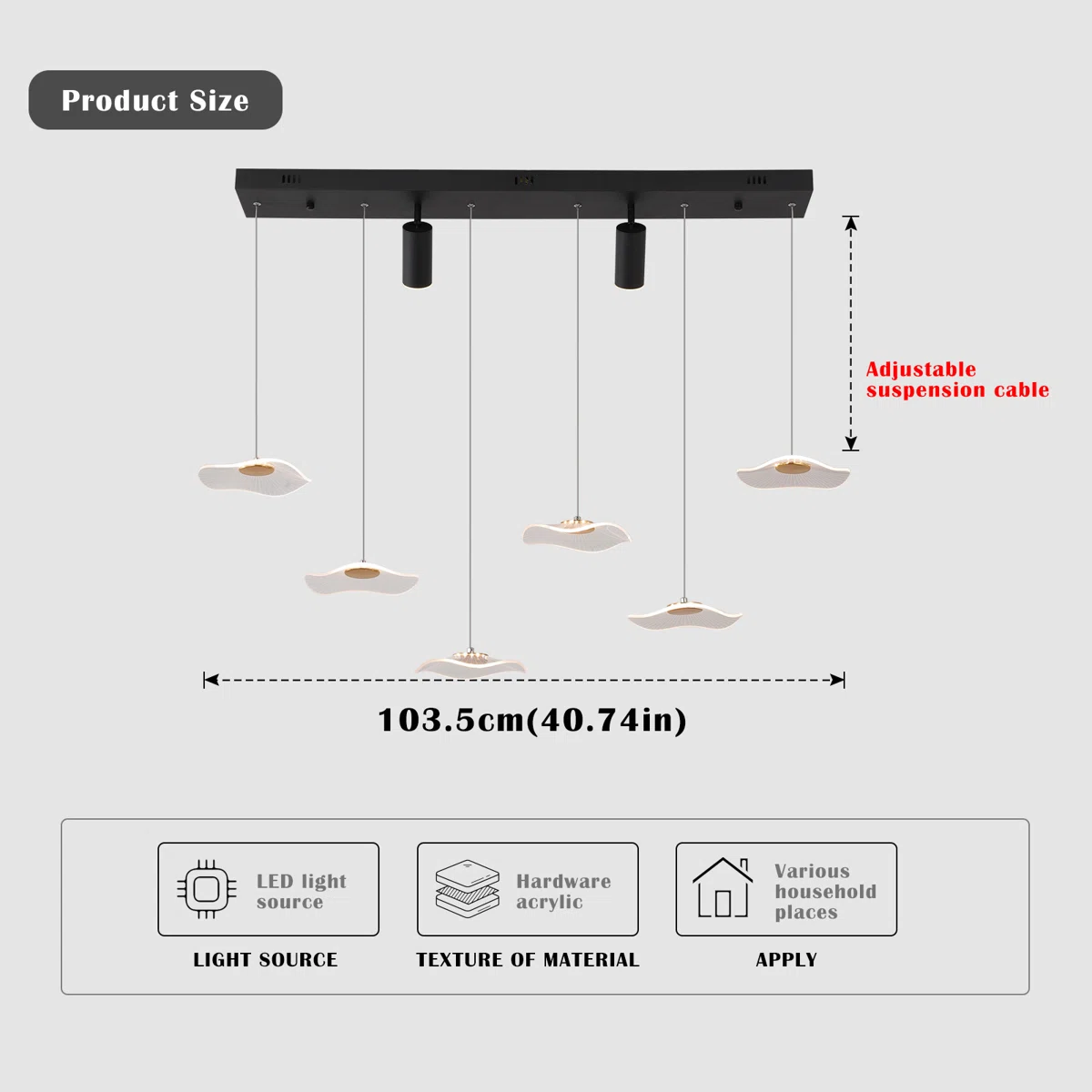8-Light LED Kitchen Island Pendant Light