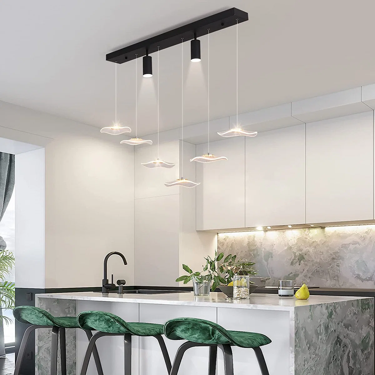 8-Light LED Kitchen Island Pendant Light