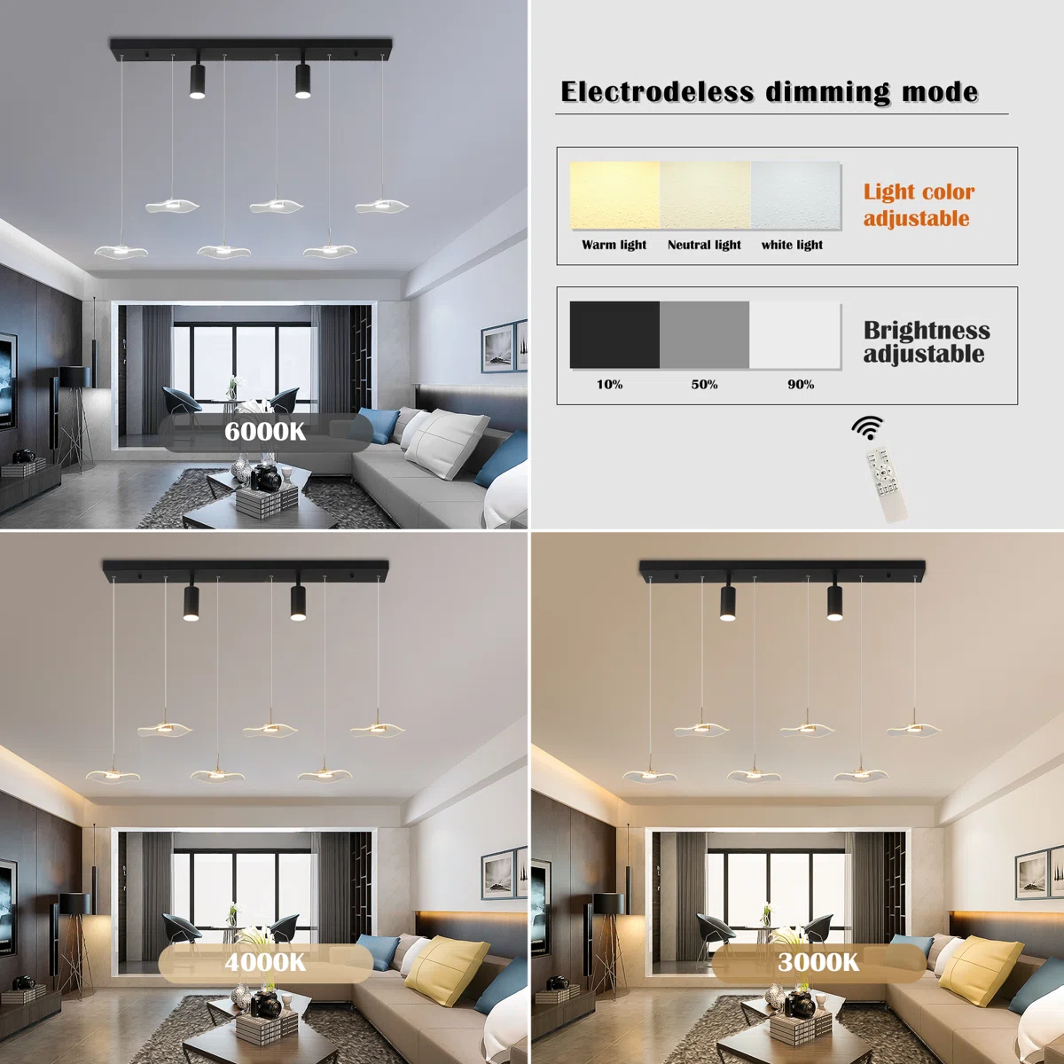 8-Light LED Kitchen Island Pendant Light