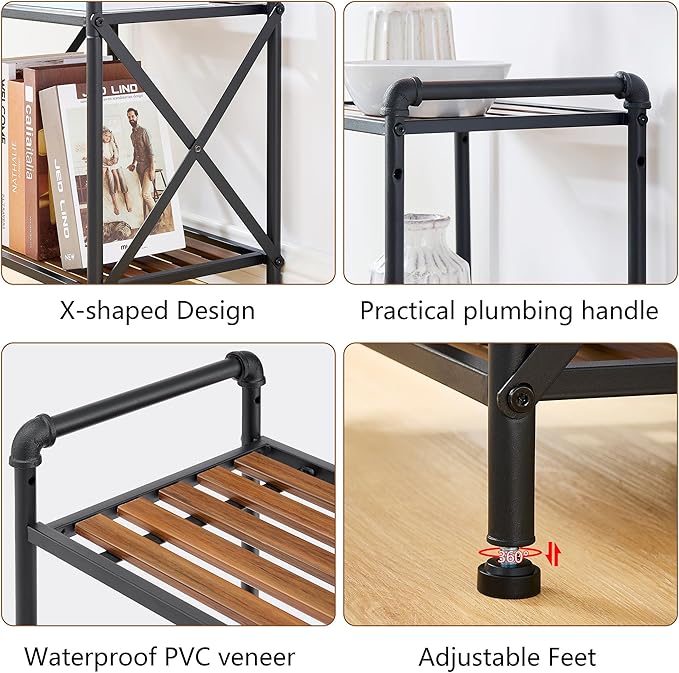 3 Tier Storage Rack Bathroom Shelving Unit, Free Standing Small Shelf Stand with X-Shaped Frame