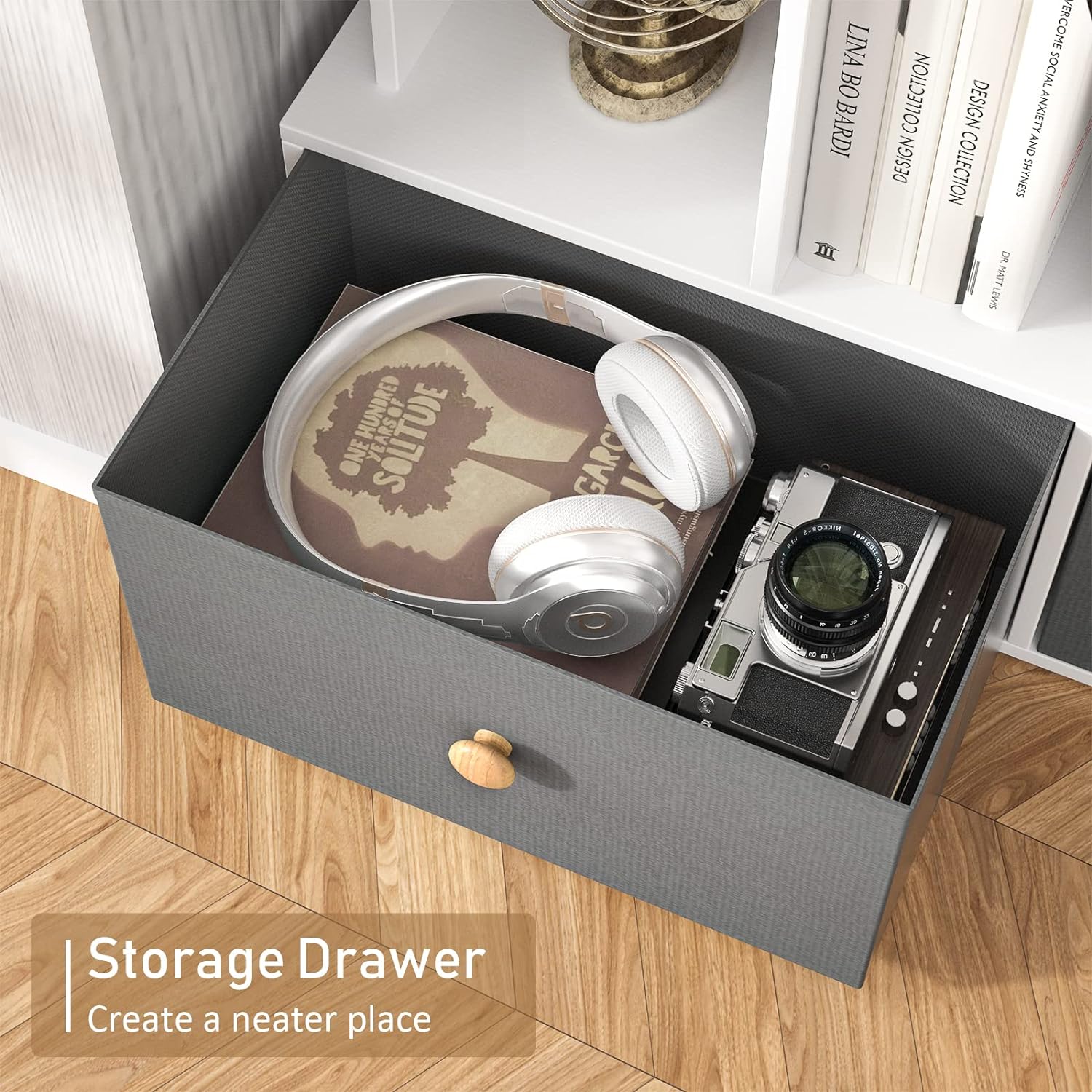 Bookshelf with 2 Drawers Free Standing Bookcase